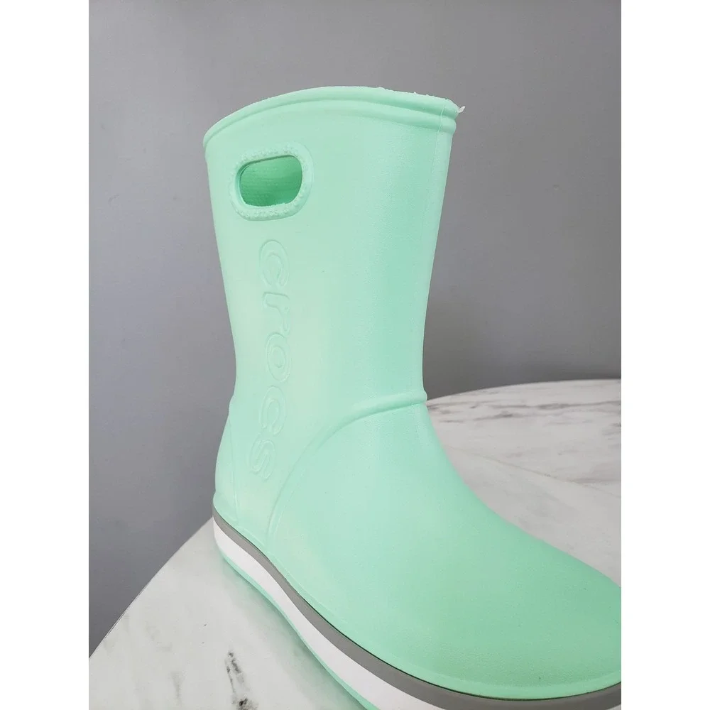 NEW GREEN SIZE 2 Crocs CROCBAND RELAXED FIT RAINBOOT RAIN BOOT BOYS GIRL KIDS